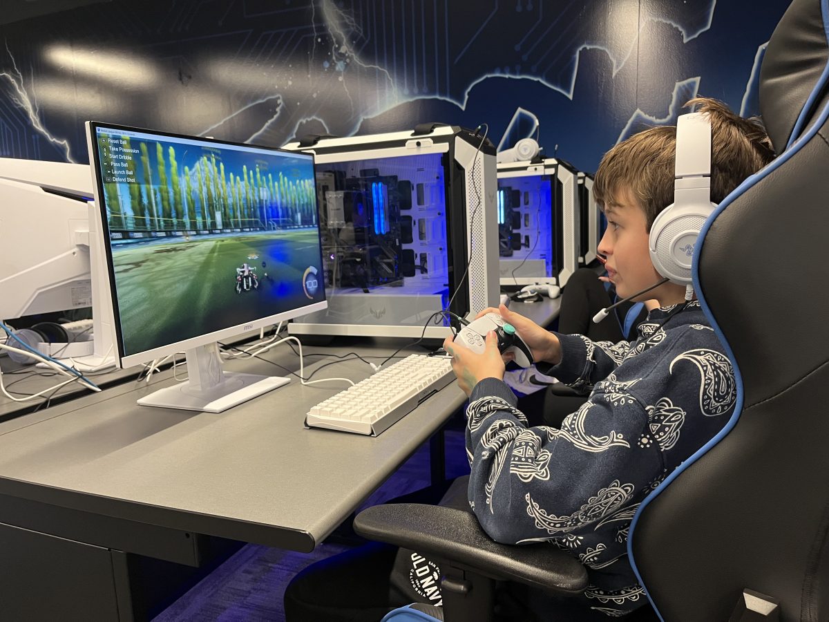 Student playing on a school gaming PC